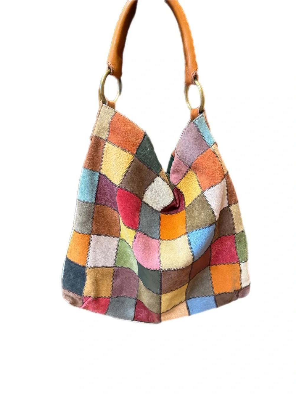 Lucky Brand Rare Y2K Patchwork Leather Hobo Shoulder Bag Ugly Betty Boho